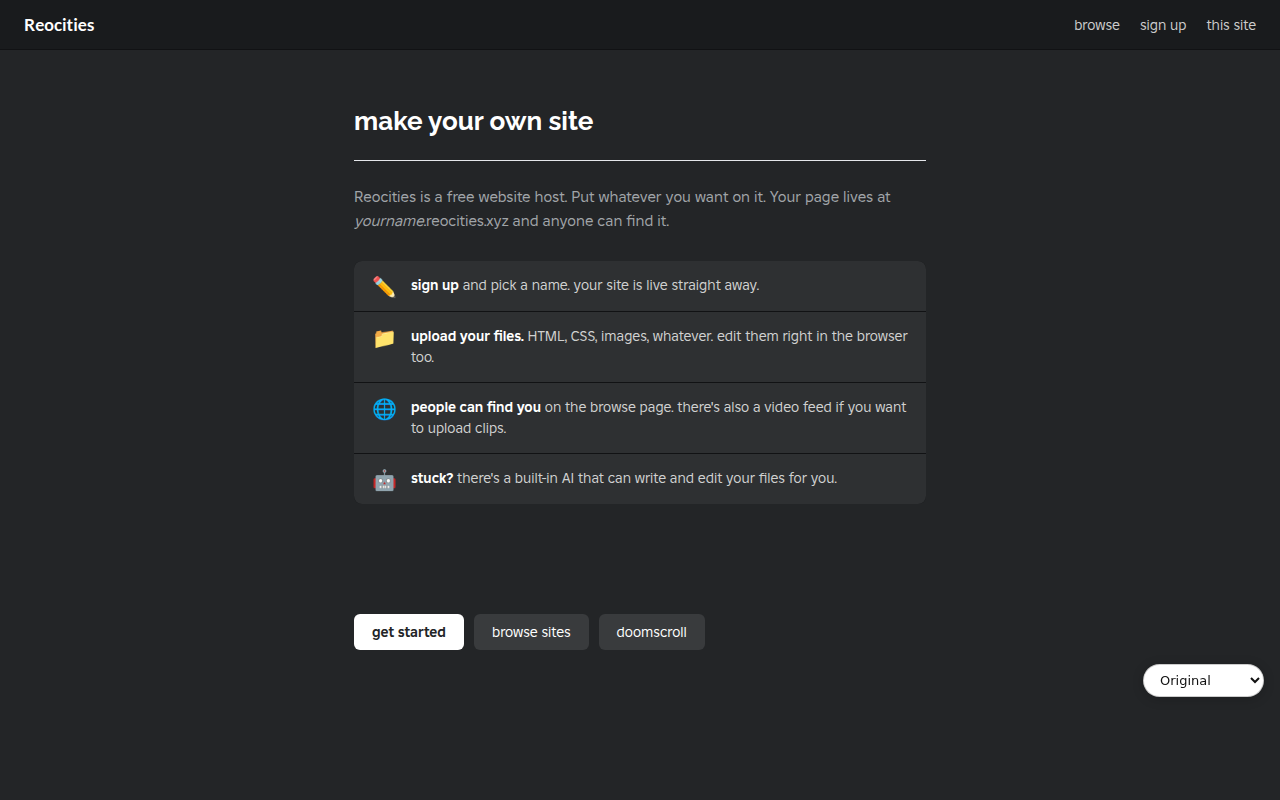 reocities screenshot
